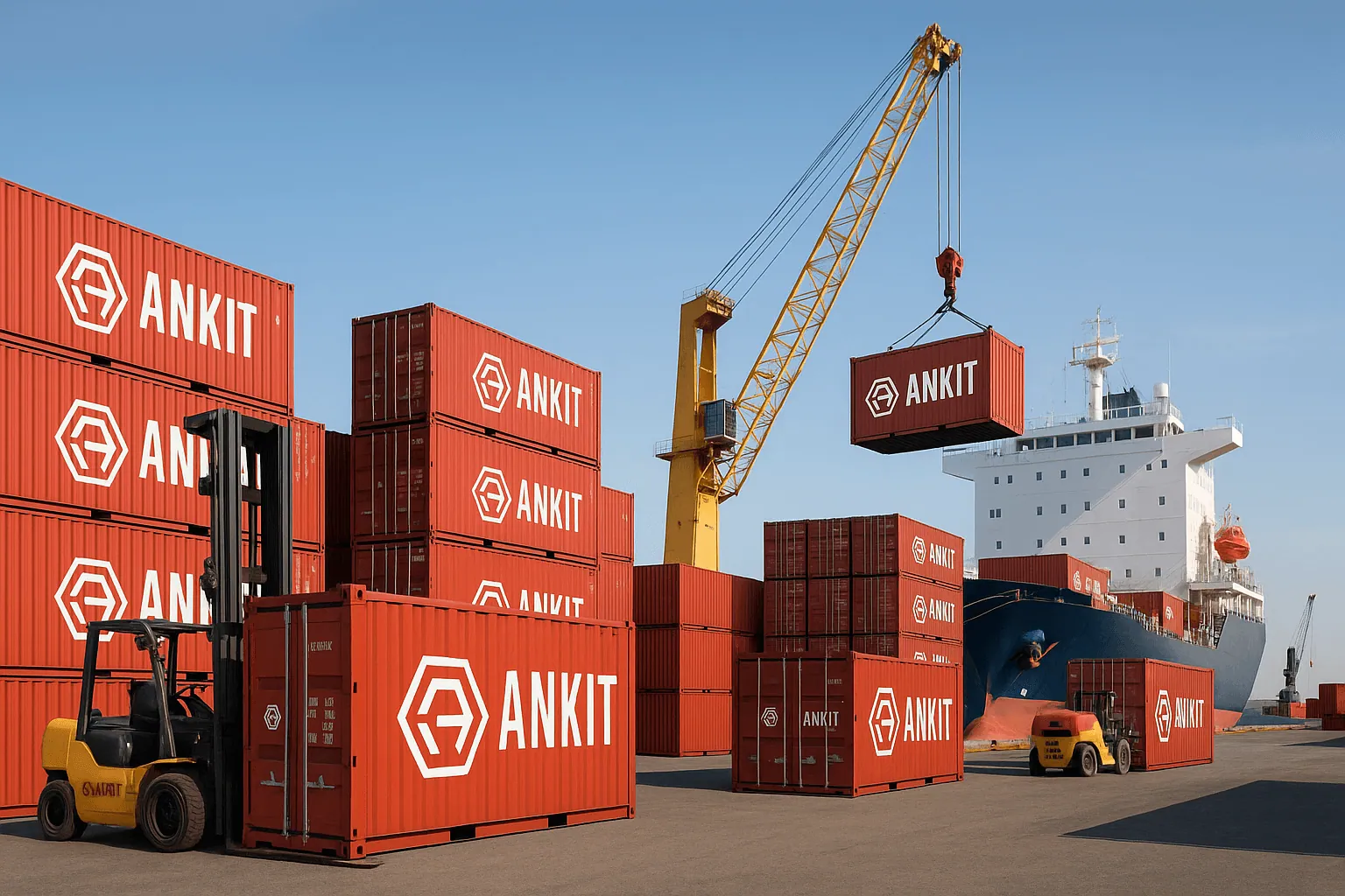 Ankit Silicate shipping containers at port for global export